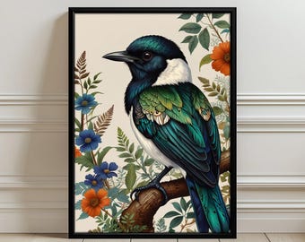 Colorful Bird Illustration Aesthetic Wall Art Poster Print