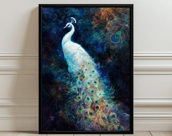 White Peacock Aesthetic Wall Art Poster Print