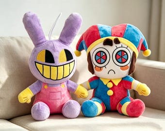 8 Inch Circus Jester Plush Toy | Cute Clown Bunny Inspired Plushie Doll | Soft Stuffed Toy Gift for Kids & Cartoon Fans