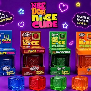 Nee Doh Nice Cube Soda Edition Squishy Stress Relief Toy Soft Sensory Fidget Cube ASMR Desk Toy Anxiety Relief Fun Gift for Kids and Adults