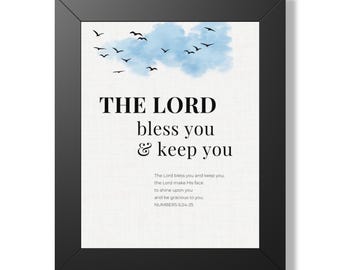 The Lord Bless You and Keep You Wall Art, Numbers 6:24-26 Framed Bible Verse Print, Christian Home Decor, Wedding Gift