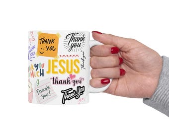 Danke Jesus Keramiktasse - Perfekte Geschenke für Freunde, Familie, Dankbarkeitsmomente, Bürowertschätzung, bunte Tee- und Kaffeetasse