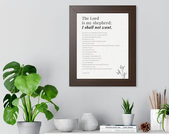 Psalm 23 Wall Art, The Lord Is My Shepherd Framed Bible Verse Print, Christian Home Decor, Scripture Prayer Room Art, Christian Gift