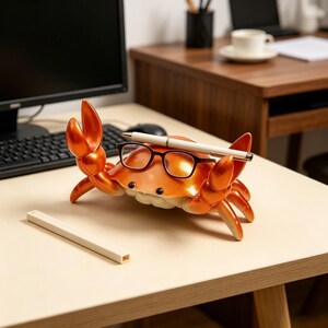 Cute Crab Eyeglass Holder Stand, Funny Animal Glasses Organizer, Quirky Desk Decor, Office Accessory, Home Gift for Glasses Wearer, Dad Mom