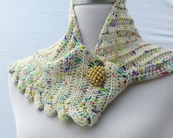 Hand crochet speckled wool shawl