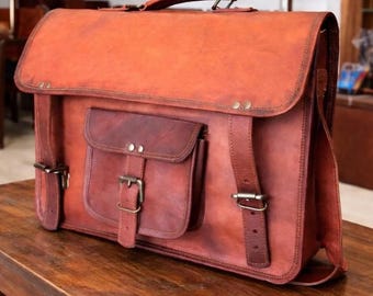 Vintage handgemachte Leder Umhängetasche - Rustikale Aktentasche, Laptop Tasche, Büro Arbeitstasche, Reise Schultertasche Geschenk für Männer & Frauen
