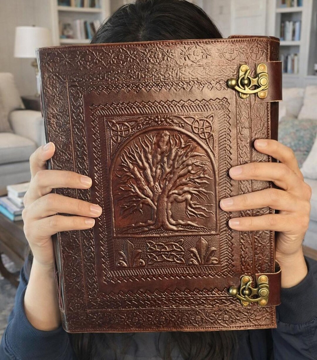 Tree of Life Leather Journal – Handmade Embossed Vintage Notebook ...