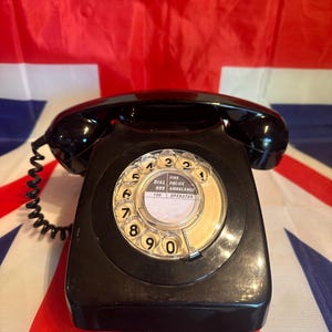 Vintage BLACK GPO 746 Rotary Dial Phone – 1959 - 70s Converted to BT use.