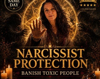 May include: An advertisement with the text "Narcissist Protection" and "Banish Toxic People". The image features a woman with long dark hair, a glowing circular design, and the words "Same Day" and "5.0 Rating".