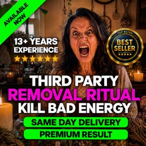 May include: An image with text that reads "AVAILABLE NOW" and "13+ YEARS EXPERIENCE". The image also includes the text "THIRD PARTY REMOVAL RITUAL KILL BAD ENERGY" and "SAME DAY DELIVERY PREMIUM RESULT". A woman is featured in the image.