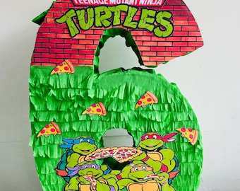 Handmade Teenage Ninja Mutant Turtle Number Piñata:  Party Decor (20"x16"x4")