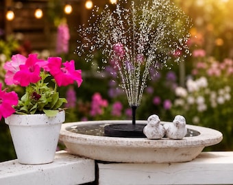 Mini Solar Water Fountain – Solar‑Powered Bird Bath Pump with Multiple Nozzles, Floating Garden Pond Fountain for Outdoor Decor