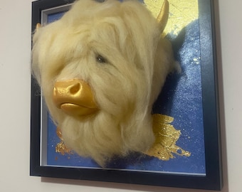 Highland cow faux head mount