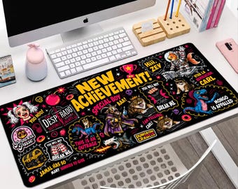 New Achievement Desk Mat, Dungeon Crawler Extended Mouse Pad, DCC Fan Gaming Desk Pad, Large Keyboard Mat, Gamer Gift, Sci-Fi Book Lover