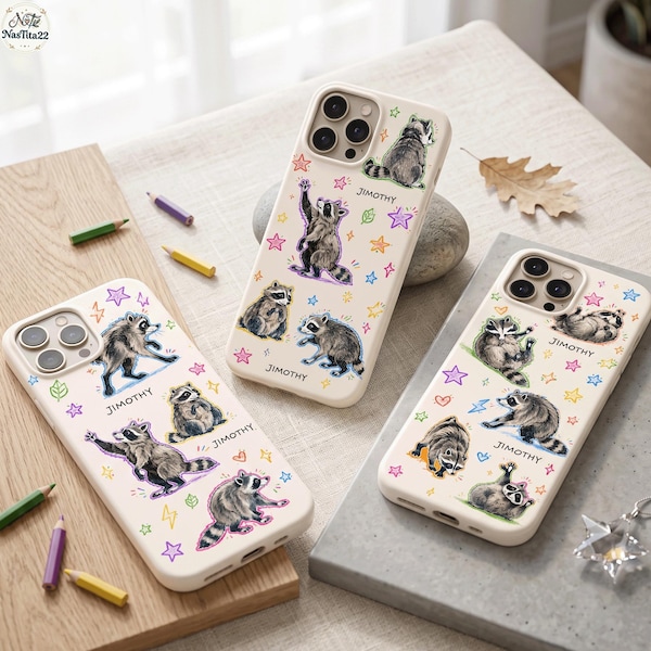 Jimothy Raccoon Phone Case, Funny Raccoon iPhone Case, Preppy Meme Animal Cover, Cute Crayon Doodle Case, Woodland Gift