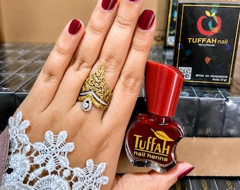 3pcs Tuffah Nail Henna Red Apple Shape - Peel Off Halal Nail Polish (3x10ml)