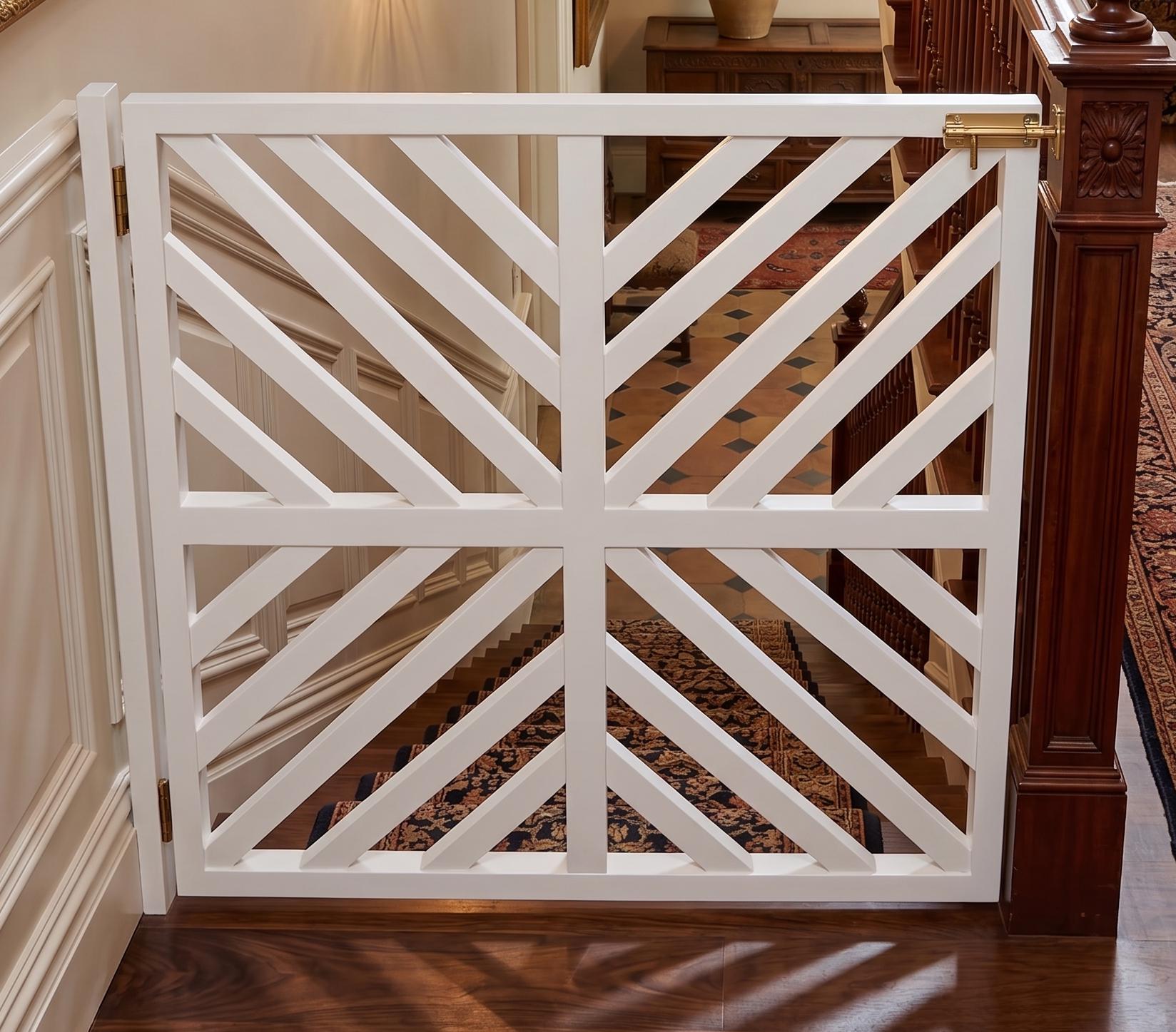 Custom Elegant Dog Door Luxury Baby Gate for Modern Hallways and Stairs