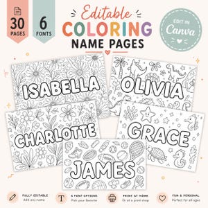 Personalized Name Coloring Pages | 30 Custom Kids Coloring Sheets | Printable Activity Pages | Digital Download
