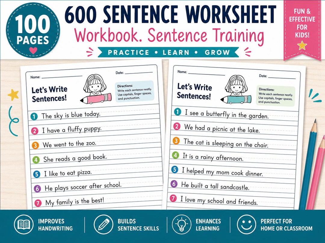 Sentence With Morning 100 Printable Write the Sentence Worksheets | 600 Sentence Writing ...