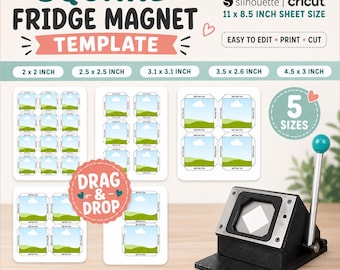 5 Modelos de Ímãs Quadrados | Designs Editáveis de Ímãs de Geladeira no Canva | Modelos de Ímãs para Fotos de 2x2 a 3x3 | Pacote de Ímãs DIY para Imprimir | Instantâneo