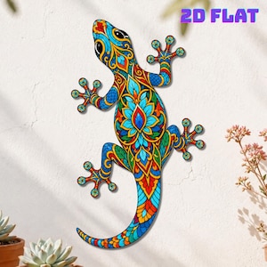 Colorful Lizard Wall Art, Boho Gecko Wall Decor, Metal Gecko Sign, Vibrant Animal Art, Patio Decor