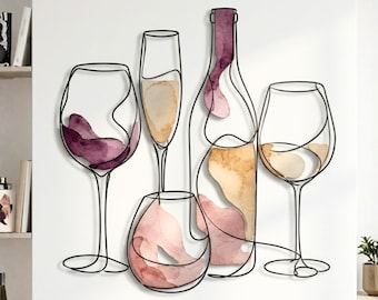 Minimalist Wein Metall Wand Kunst, Küchen Dekor, modernes Metallschild