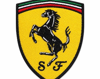Italian Racing Horse Embroidered Patch, Motorsport Applique Badge, Iron On Sew On