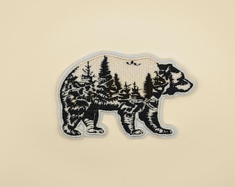Embroidered Bear Forest Patch: Iron-On Woodland Wildlife Applique