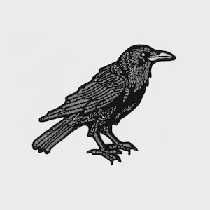 Raven Crow Embroidered Patch Set: Gothic Bird Applique (2 Pack)
