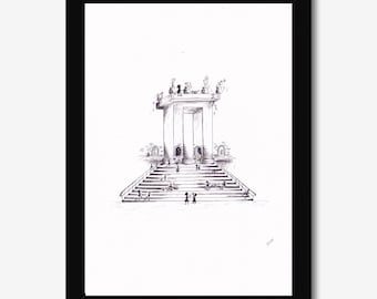 The Impossible Columns: Limited Edition Surreal Geometry Art Print