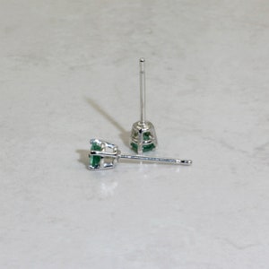 3.0mm Transparent Emerald Earrings Genuine Natural Emeralds, 3mm x 0.12 Carat each, Round Cut, Sterling Silver Emerald Studs image 6