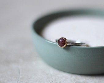 Petite Ruby Ring, 14kt Gold & Silver Ring