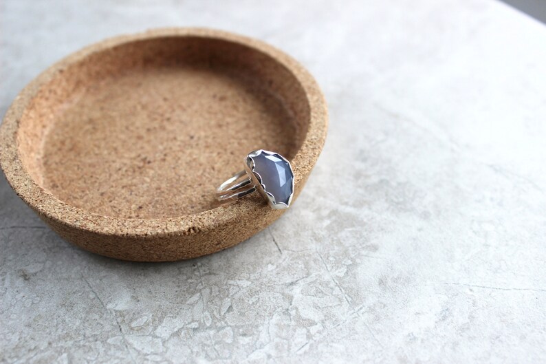 Chalcedony Ring Scalloped Silver Ring
