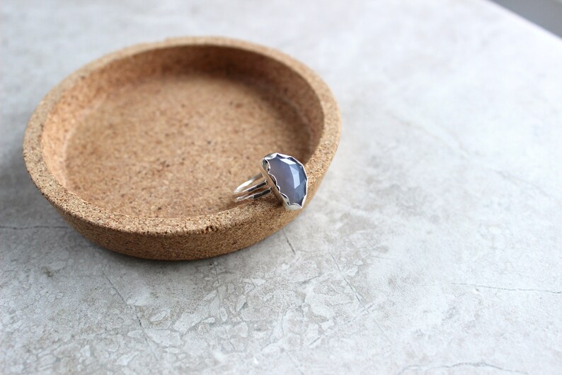 Chalcedony Ring Scalloped Silver Ring