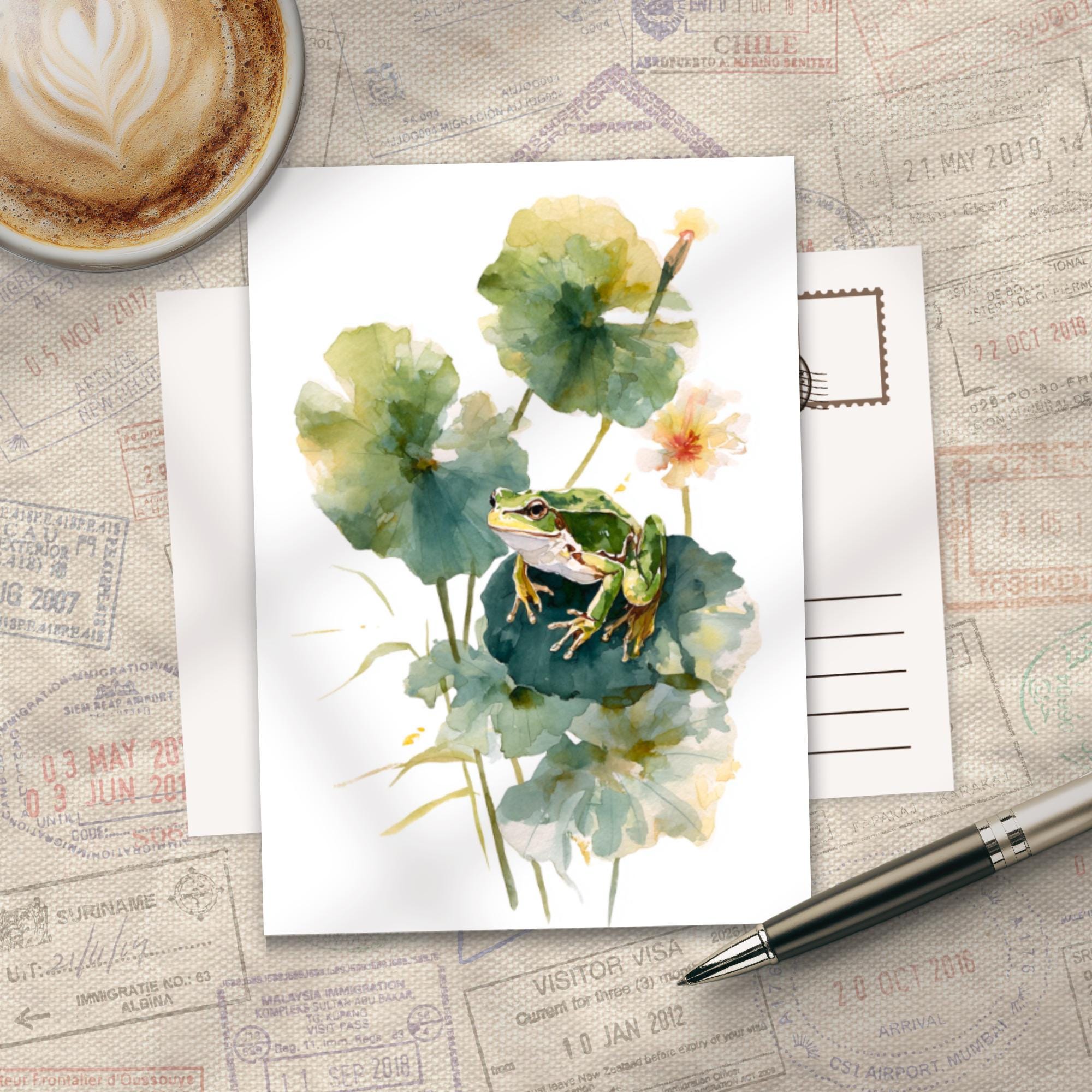 Lilypad Frog 8 Postcard, A6 350g Matte Silk Touch Art Print