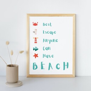 Beach Definition Digital Print, A4 Printable Wall Art, Seaside Coastal Home Decor