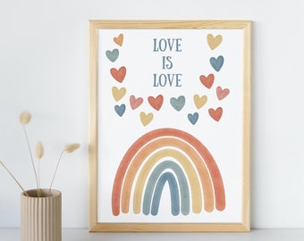 Love is Love Digital Print, A4 Wall Art, LGBTQ,