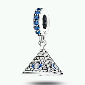 Pyramid and Devil's Eye Dangle charm Genuine 925 Sterling Silver for Charm Bracelet
