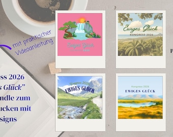 Kongress 2026 „Ewiges Glück“ Printable Bundle | 4 JW Multiple Designs | Sticker, Postkarten & Buttons uvm. | Sofortdownload |