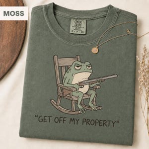 Grumpy Frog-tröja, gå bort från min egendom, vintage tecknad djur-tröja