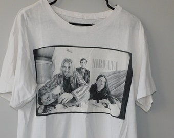 1996 Nirvana portrait t shirt - vintage 90s grunge alternative rock band - Kurt Cobain Dave Grohl XL