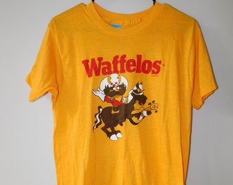 70s/80s Waffelos cereal cartoon mascot t shirt - never worn - vintage