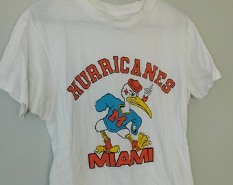 1980s Miami Hurricanes college mascot t shirt - NCAA football basketball - Florida