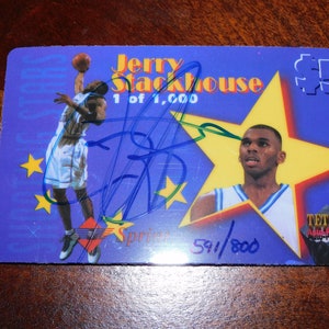 Jerry Stackhouse Auto Rookie Phone Card – 1994 76ers, Error Card