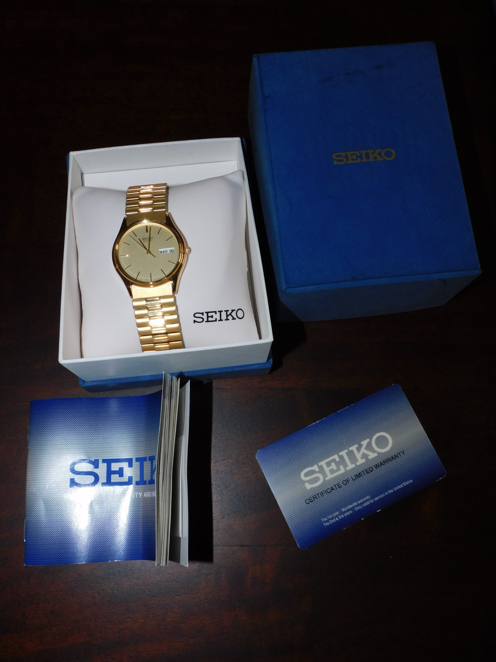 NEW 2003 Vintage Seiko 7N43-8A89 Mens Watch Gold Analog - Etsy