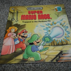 1989 Super Mario Brothers children's book - Trapped in the Perilous Pit - vintage 80s Nintendo