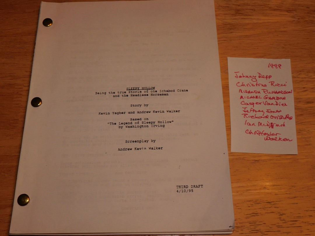 Vintage 'sleepy Hollow' Movie Script: Johnny Depp, 1999 Production Used ...