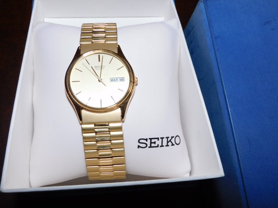 NEW 2003 vintage Seiko 7N43-8A89 mens watch - gold an… - Gem