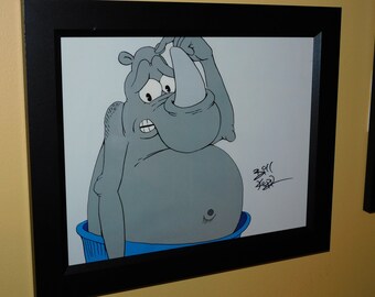 One Crazy Summer screen used animation cel - movie prop - Mr Rhino - signed Bill Kopp - 80s movie john cusack demi moore