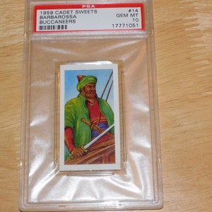 MINT 1959 "Redbeard" Barbarossa trading card - vintage 50's - graded gem 10 - pirate ottoman empire